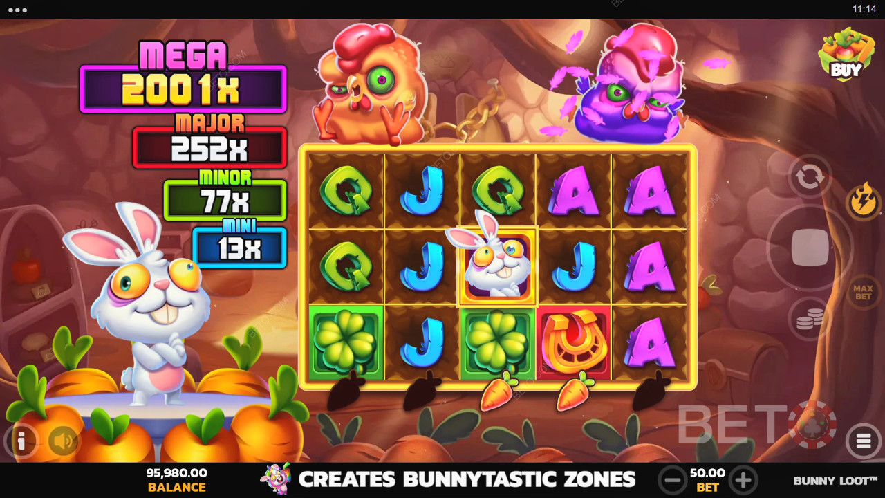 Bonusominaisuudet selitetään Bunny Lootissa Bunny Loot by PearFiction