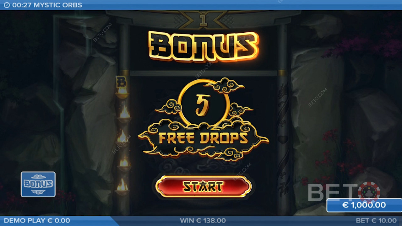 Saa 5 Orb-symbolia aktivoidaksesi bonuspelin ja saadaksesi 5 ilmaiskierrosta.