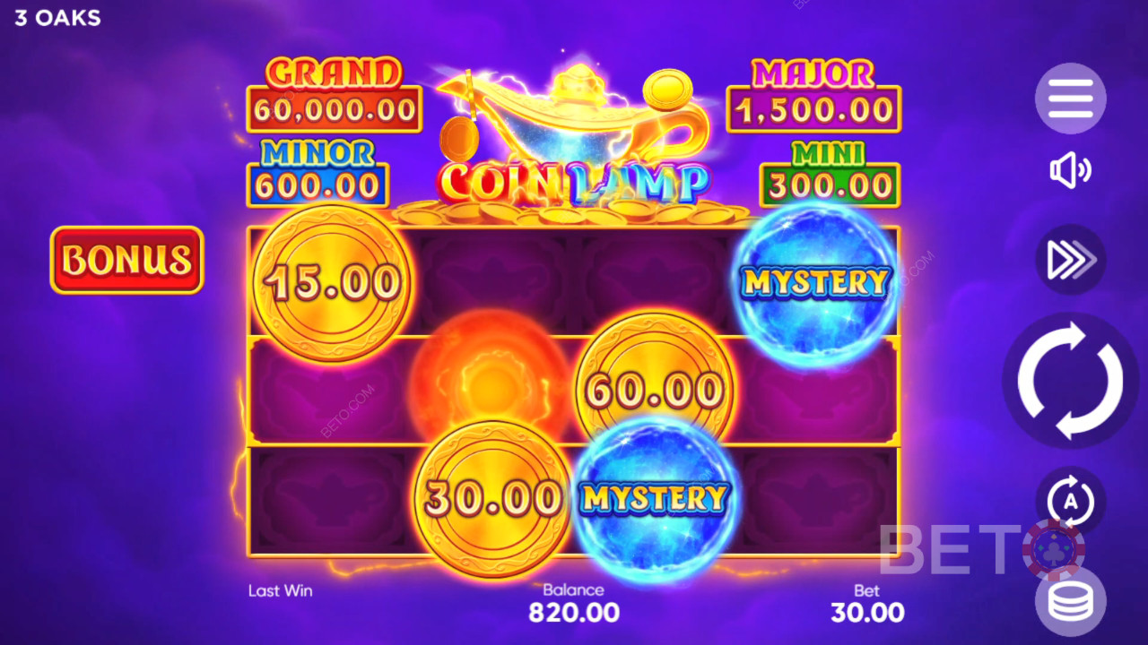 Pelaaminen 3 Oaks Gamingin kolikkolampulla (Coin Lamp)