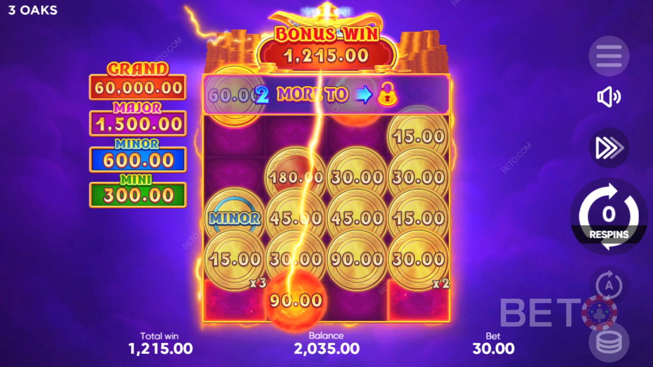 Bonusominaisuudet selitetty Coin Lamp by 3 Oaks Gaming -videokolikkopelissä.