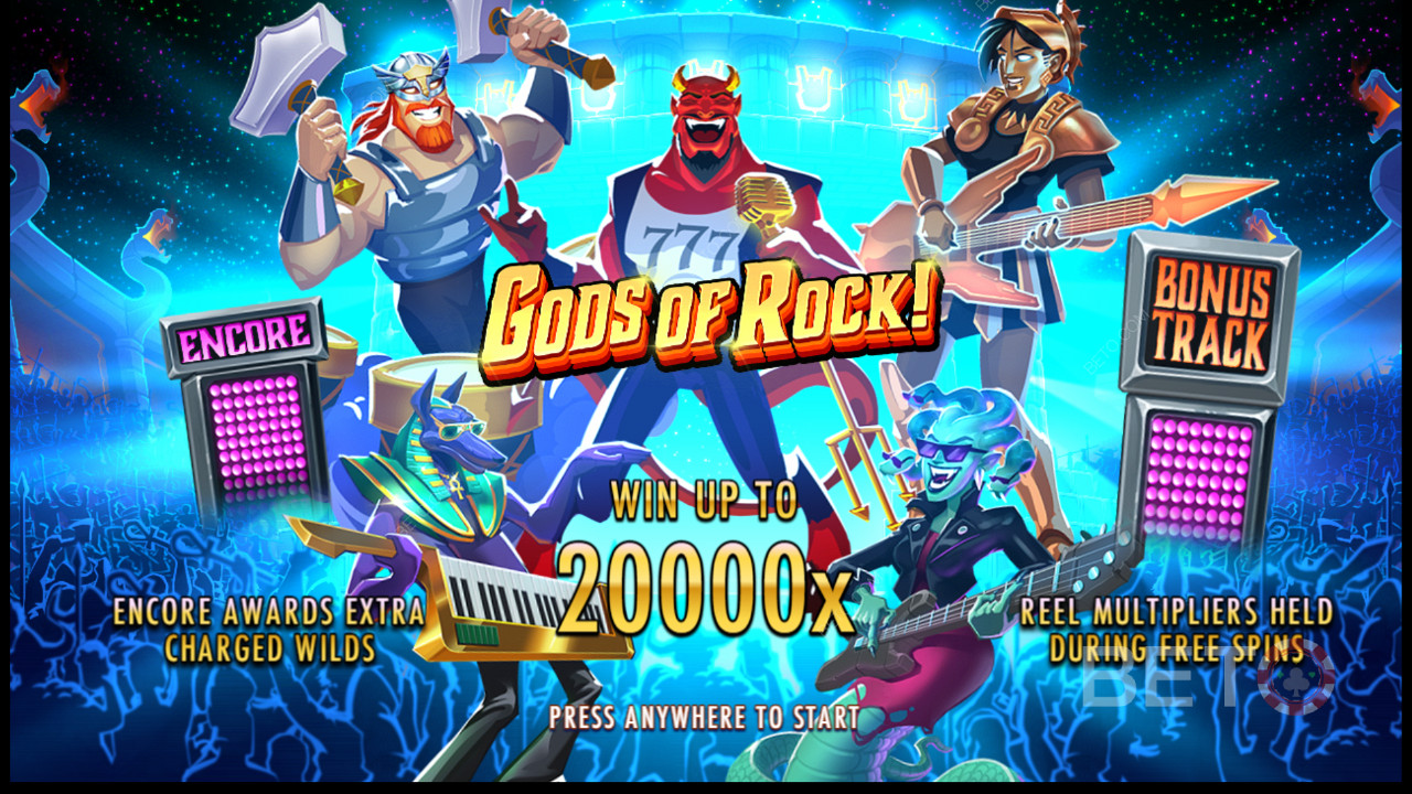 Nauti useista tehokkaista bonusominaisuuksista Gods of Rock -kolikkopelissä.