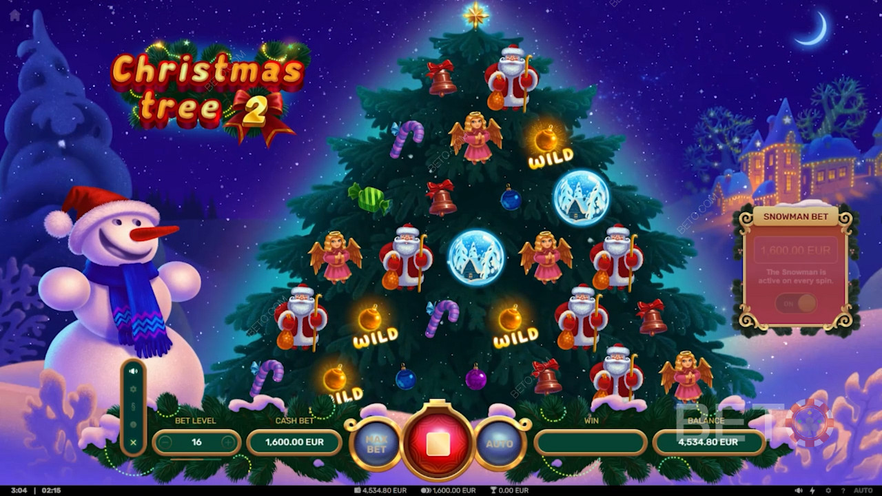 Nautiainutlaatuisesta ulkoasusta Christmas Tree2 -kolikkopelissä.