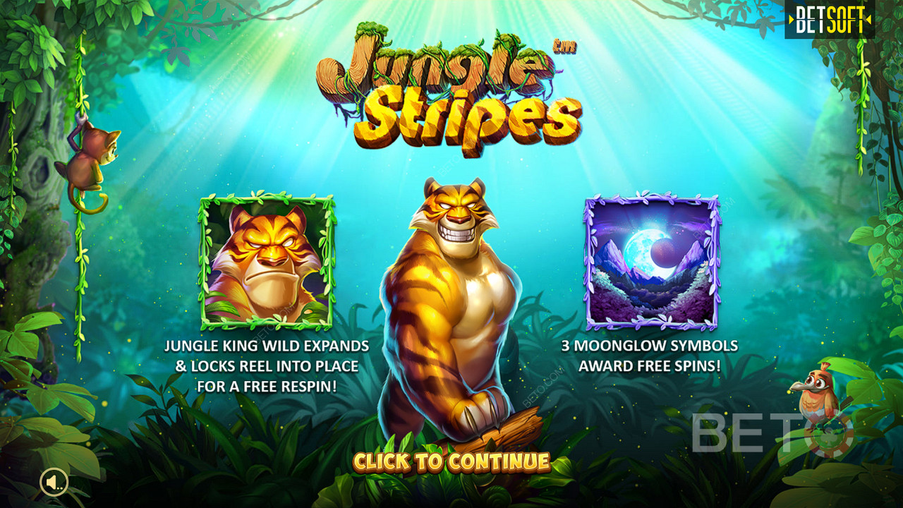 Nauti laajenevista wildeista, uusintakierroksista ja ilmaiskierroksista Jungle Stripes -kolikkopelissä.