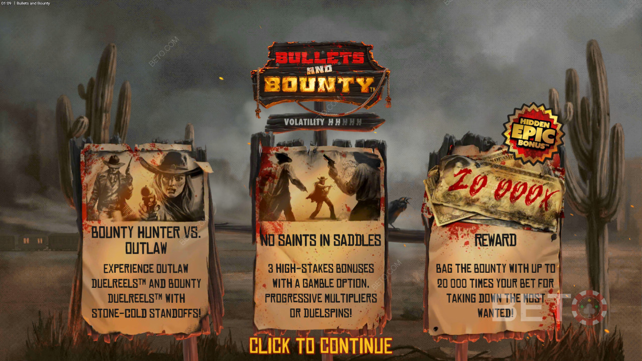 Bonusominaisuudet selitetty Bullets and Bounty by Hacksaw Gaming