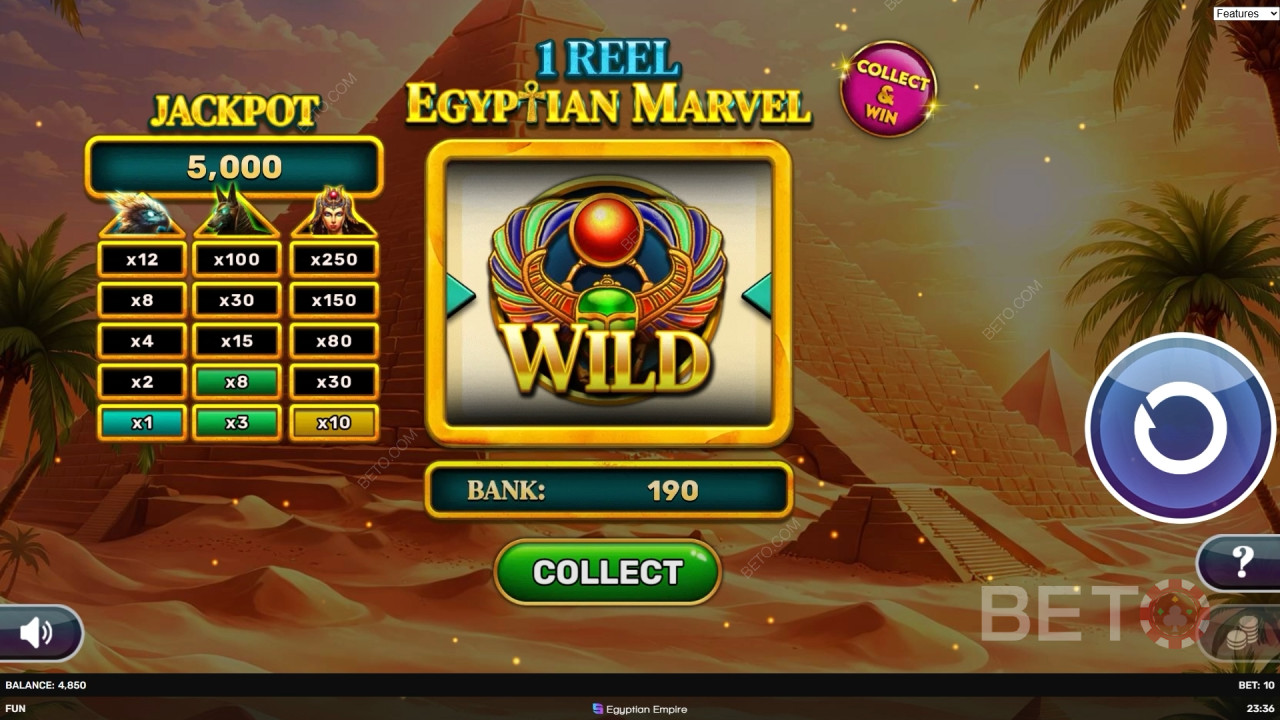 Bonusominaisuudet selitetty 1 rullassa - Egyptian Marvel mennessä Spinomenal