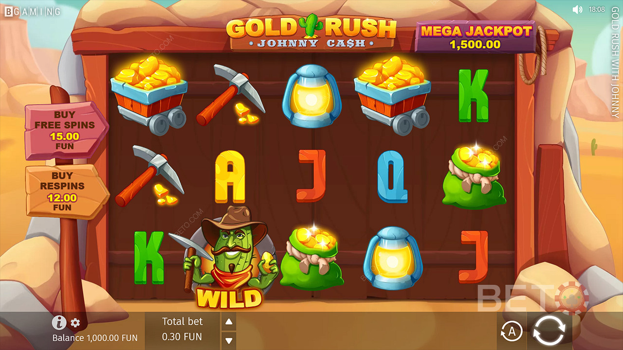 Osta suoraan haluamasi bonukset Gold Rush With Johnny Cash kasinopelissä.