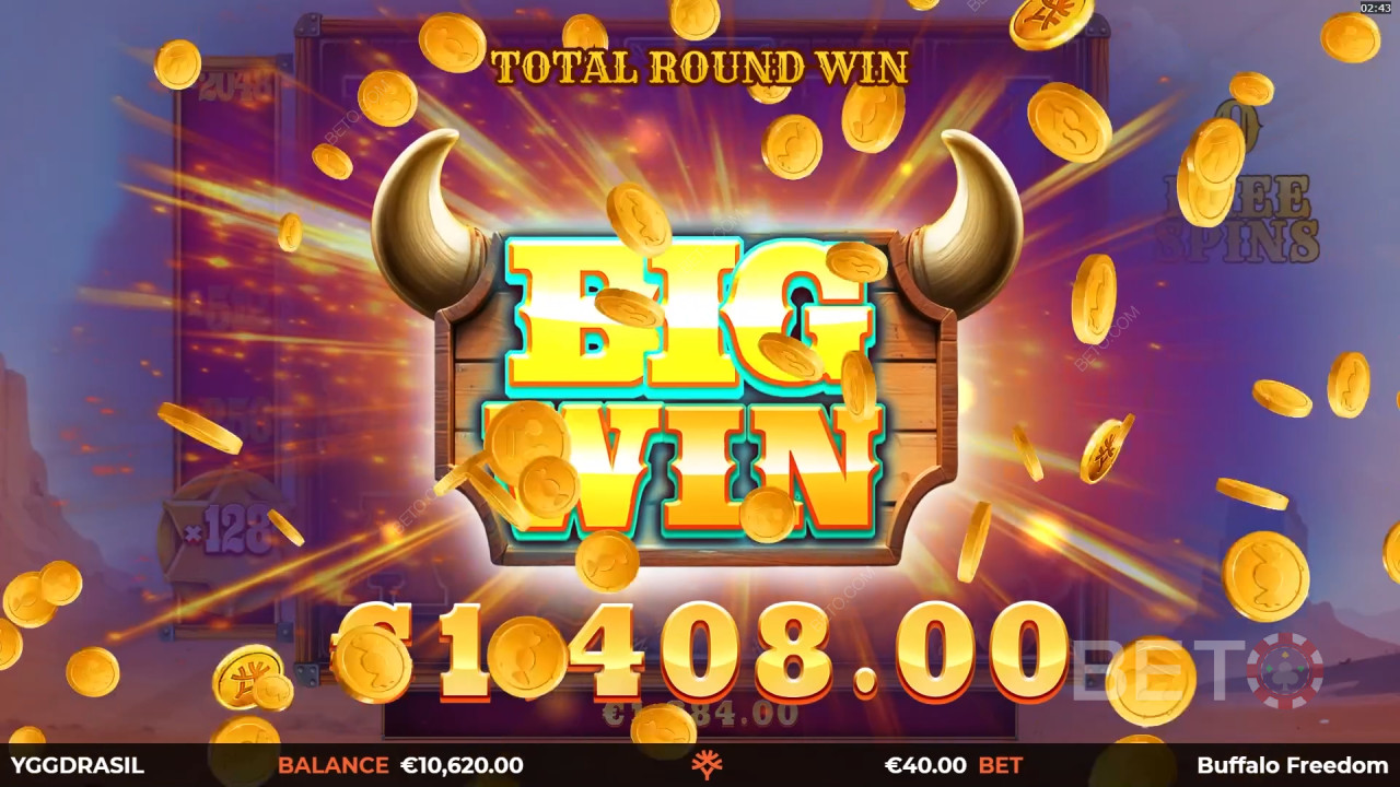 Voita 25,000x panoksesi Buffalo Freedom -kolikkopelissä!