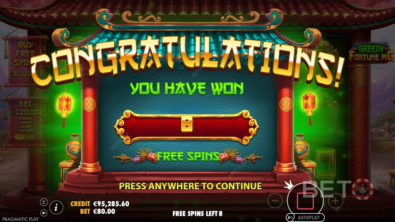 Voita 8 888x panoksesi Greedy Fortune Pig -kolikkopelissä!