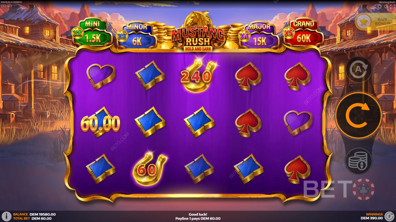 Bonusominaisuudet selitetty Mustang Rush by Mancala Gaming -pelissä