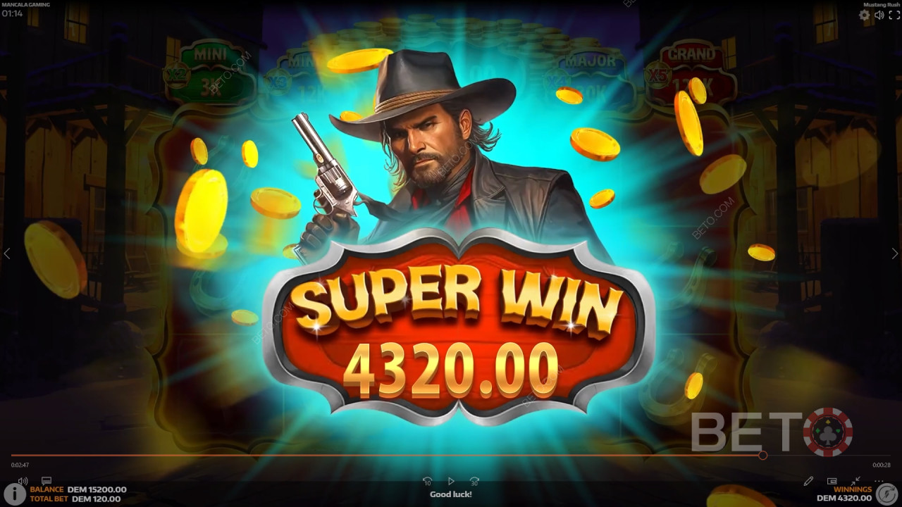 Voita 5,105x panoksesi Mustang Rush -nettikolikkopelissä!