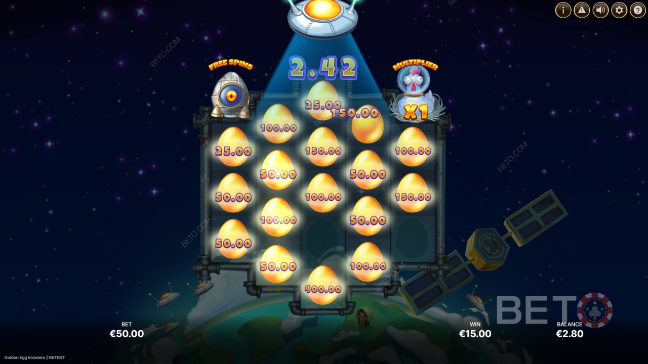 Voita panoksesi Golden Egg Invaders -kolikkopelissä!