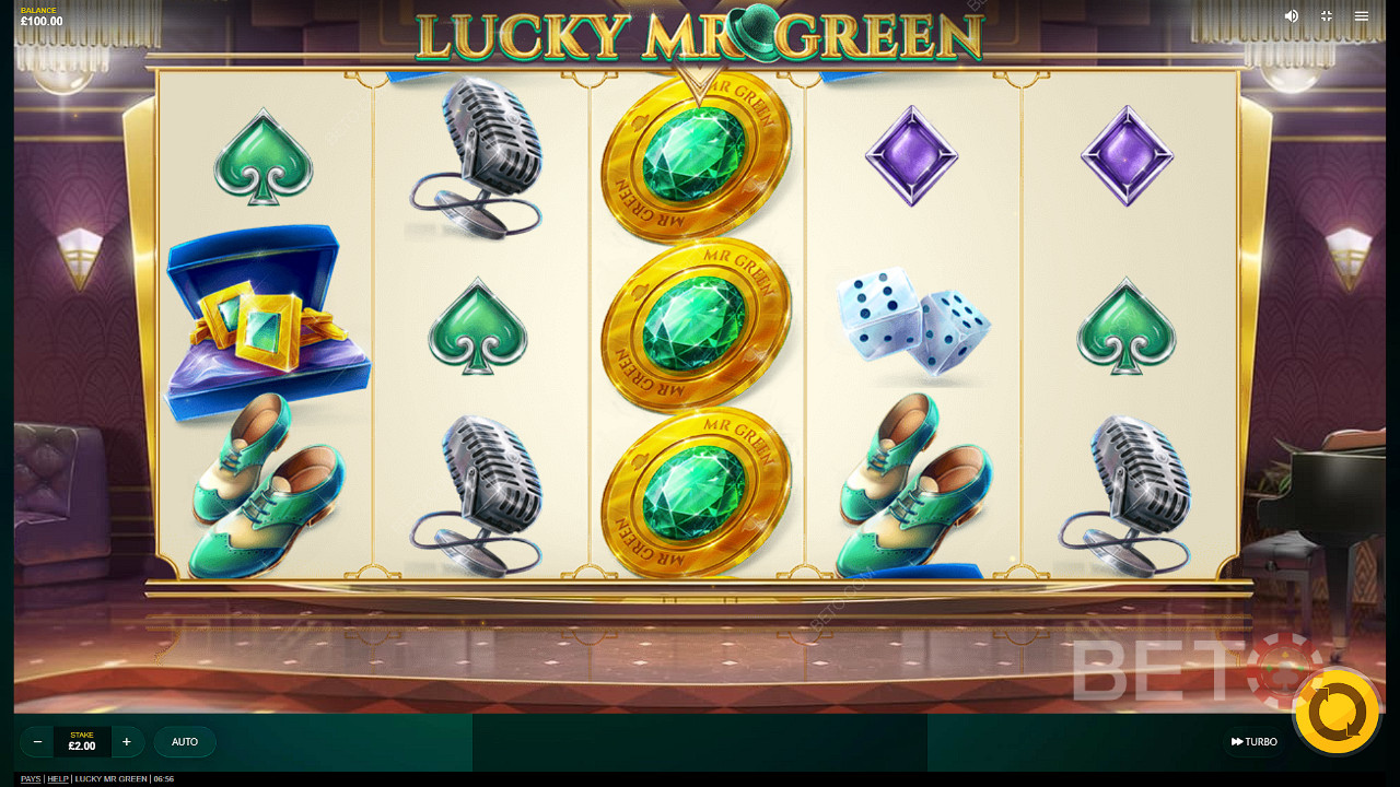 Nauti ainutlaatuisesta kokemuksesta, johon liittyy klassinen teema Lucky Mr Green -videokolikkopelissä.