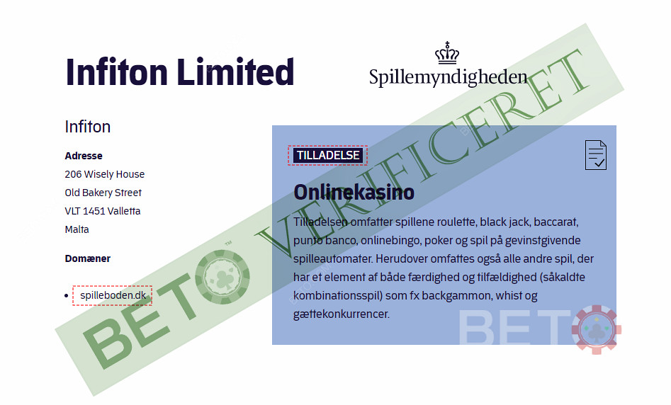 Spilleboden - moderni kasino, jolla on Tanskan rahapeliviranomaisen myöntämä toimilupa.