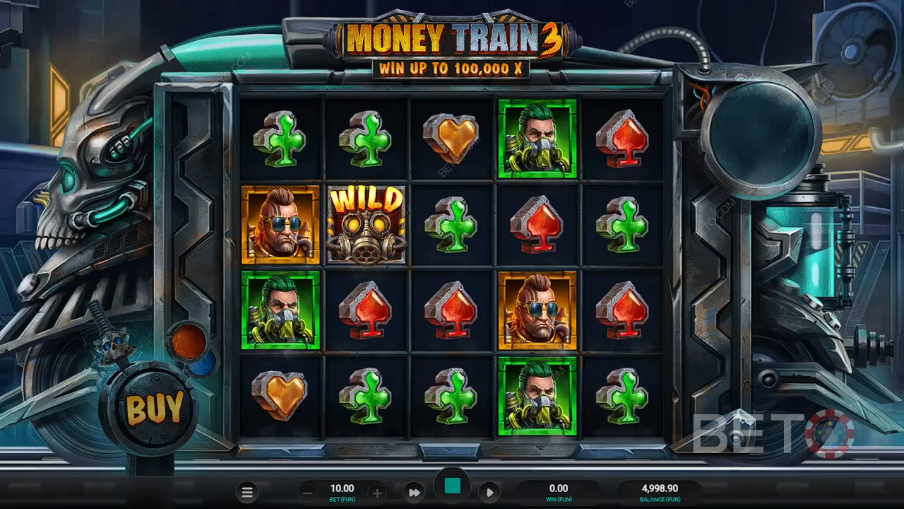 Nauti Money Train 3 -kolikkopelin peruspelin kiinteästä Respin-kierroksesta.