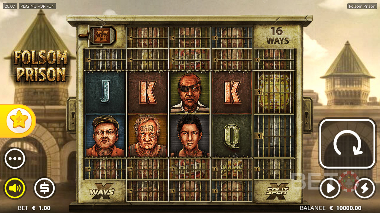 Avaa asemat ja voita suuria voittoja Folsom Prison -nettikolikkopelissä.