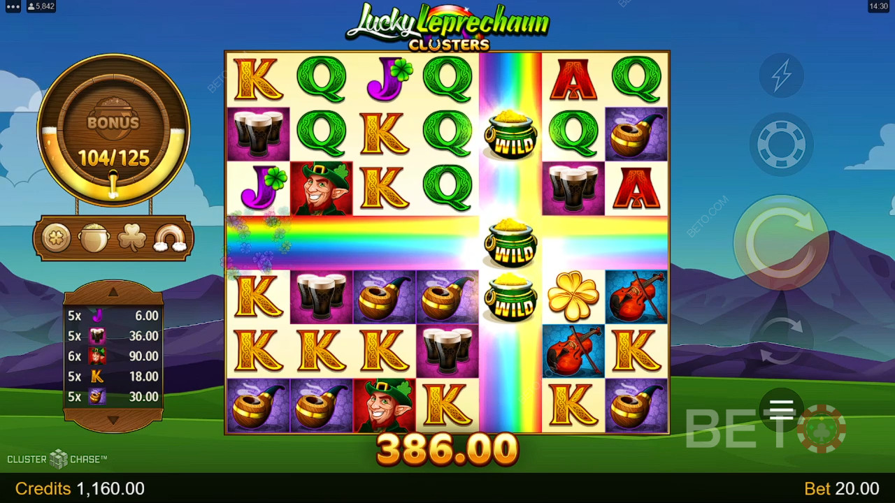 Bonusominaisuudet selitetty Lucky Leprechaun Clustersissa by Microgaming