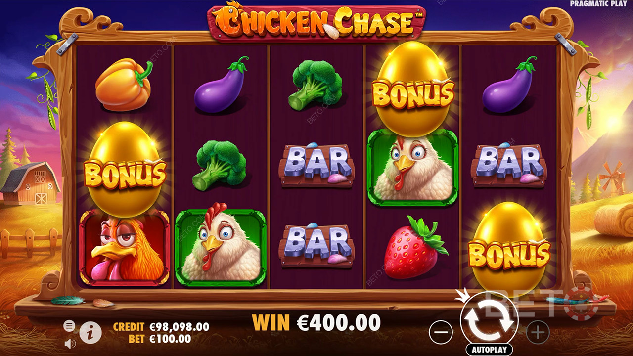 Voita 210x panoksesi Chicken Chase -kolikkopelissä!