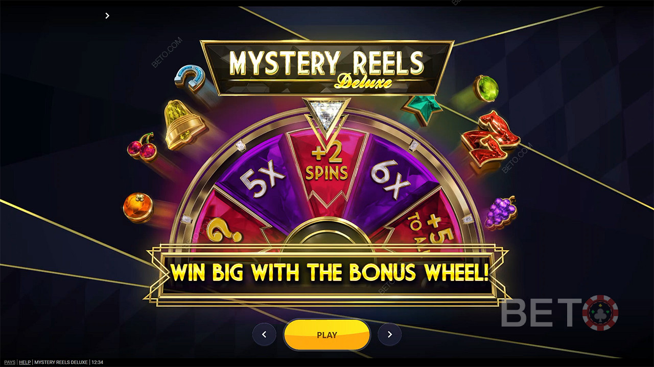 Pyöritä bonuspyörää ja voita valtavia palkintoja Mystery Reels Deluxe -kolikkopelissä.