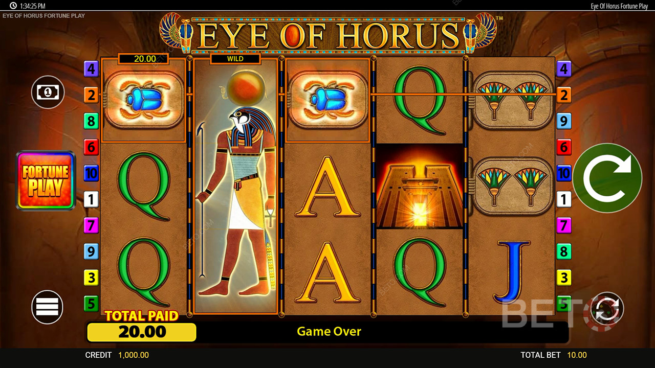 Voita 50,000x panoksesi Eye of Horus Fortune Play nettikolikkopelissä!