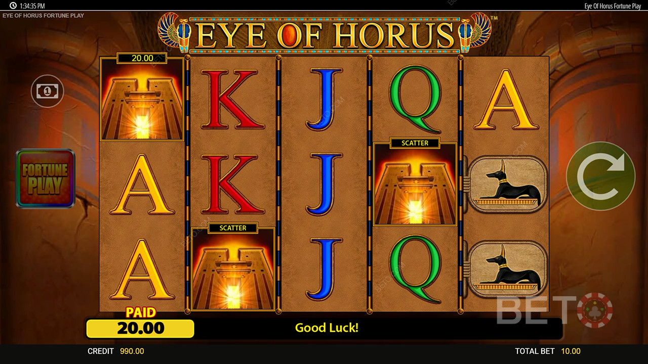 Arvio Eye of Horus Fortune Play -nettikolikkopelistä