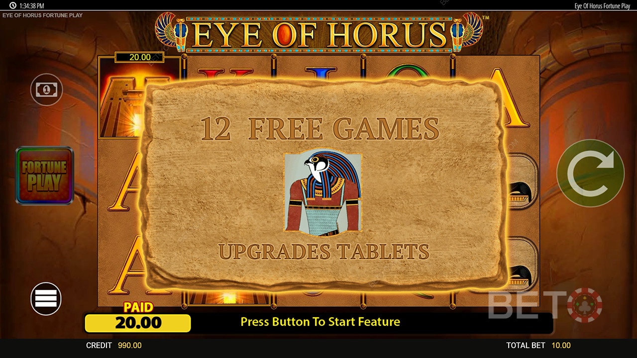 Bonusominaisuudet selitetty Eye of Horus Fortune Play by Blueprint