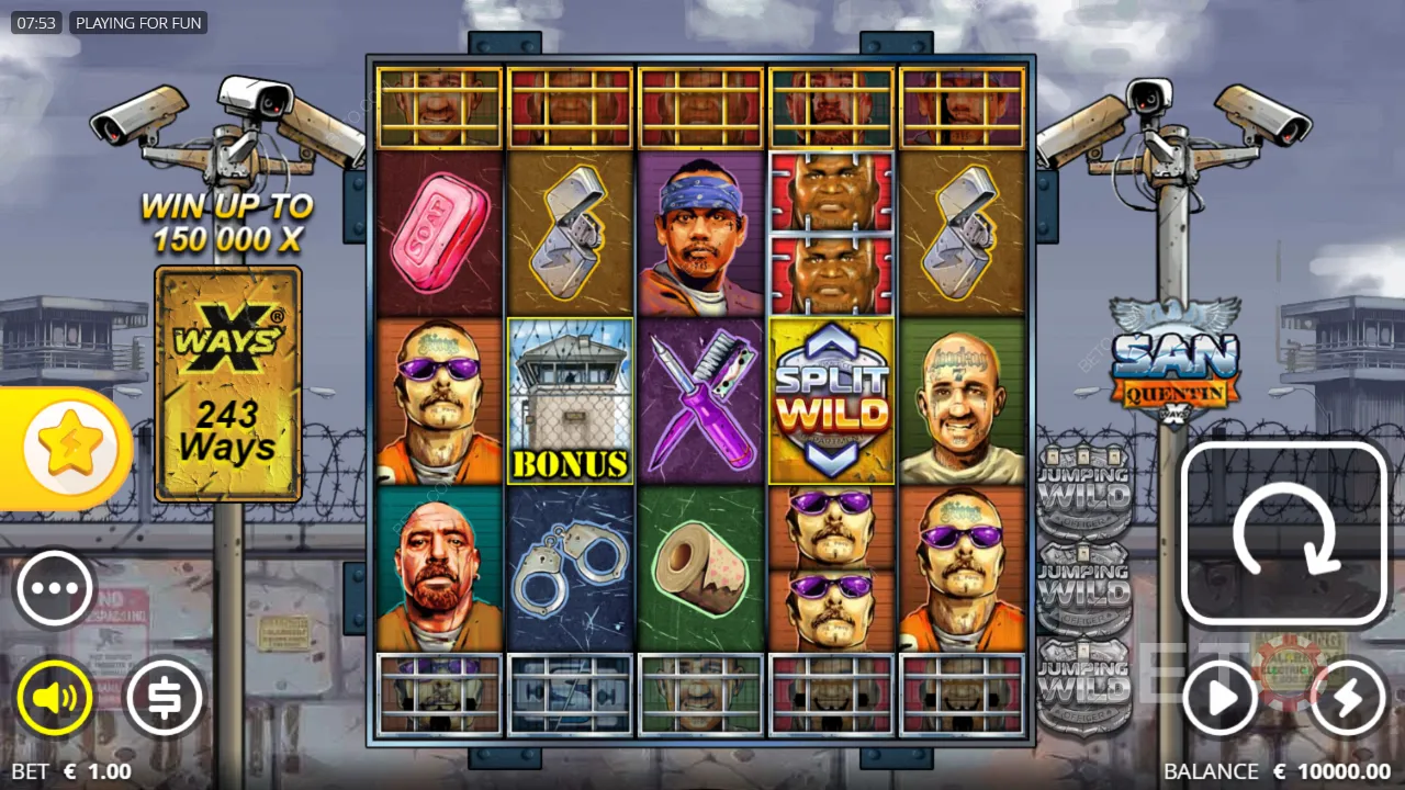 San Quentin xWays -kolikkopelin videopelin pelattavuus