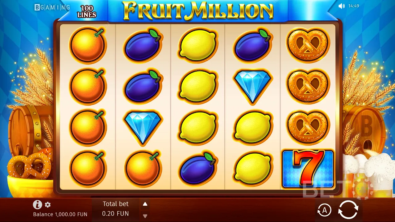 Fruit Million -videokolikkopelin pelattavuus - Octoberfest Edition