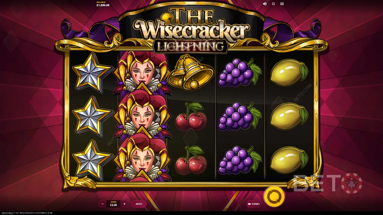 Wisecracker Lightningin näyte pelattavuudesta, joka osoittaa suurta voittopotentiaalia.